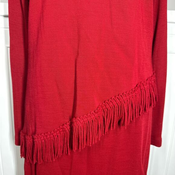 Miss Dorby Vintage 2-Piece Fringe Skirt Suit Set Red Size L Pull-On Boho Western - Picture 3 of 12